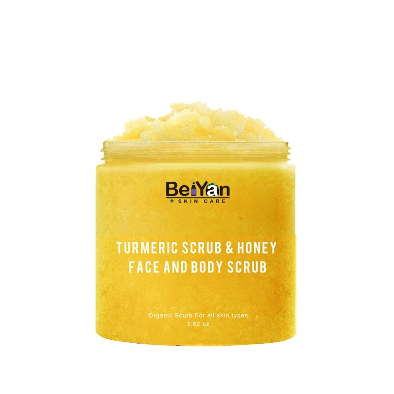 

OEM Honey Turmeric Facial Scrub 8.8 Oz with Honey for Anti Aging and Moisturizing Exfoliating Body Scrub, Yellow