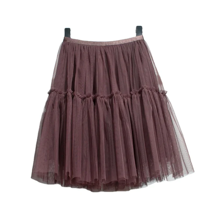 

Spring Summer Autumn Sexy Half Skirt Girl Cheerleader Gauze Fluffy Bottomed Short Mesh Skirt High Waist Thin Ruffle Skirts, As the pictures