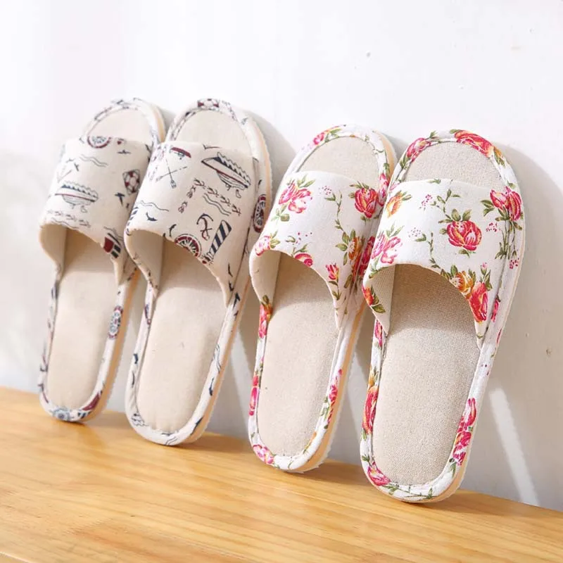 

Women Casual Floral Indoor Home Slippers Flower Soft Slippers Spring Autumn Flip Flops Female Linen Slides Slippers, Colors