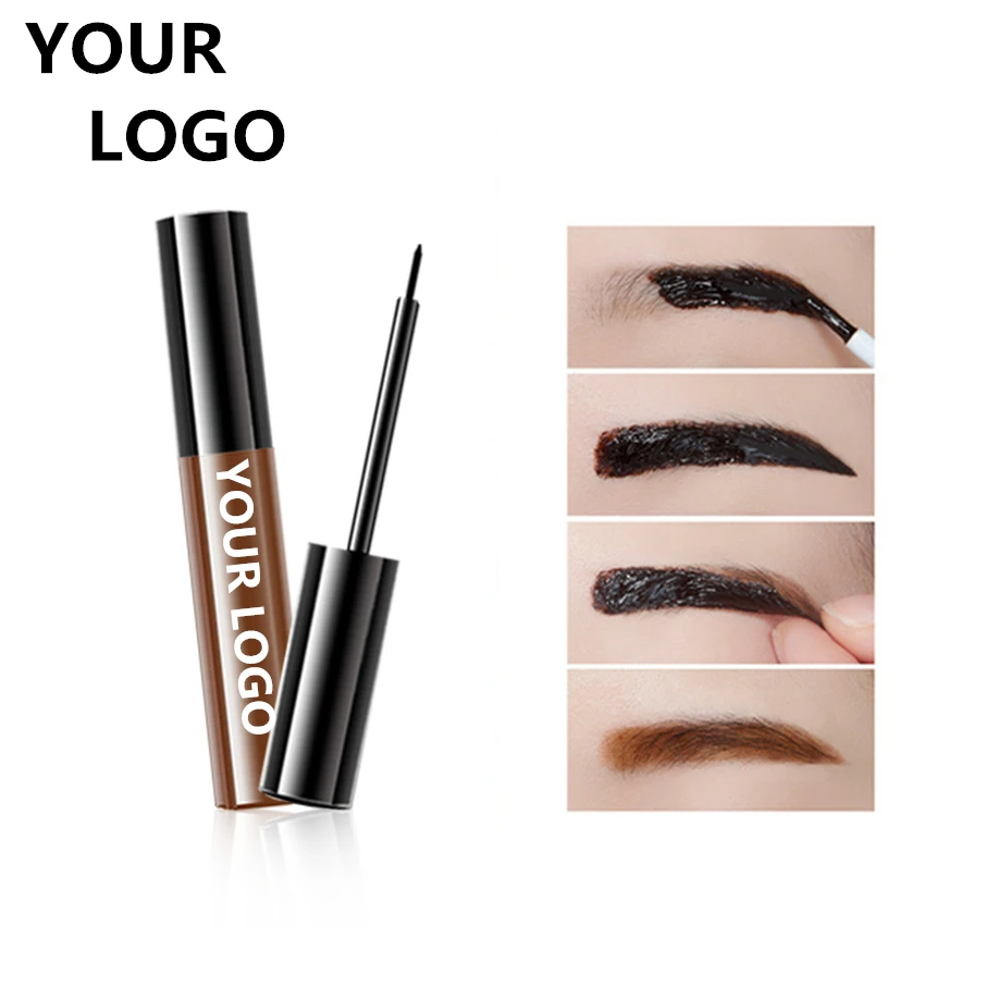 

Custom Logo Enhancer Makeup Henna Eyebrow Gel 4 Color Black Brown Waterproof Liquid Eye Brow With Tint Brush, Multi-colored