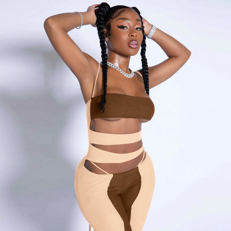 

S3256A sexy women boutique clothing fashion hollowed jumpsuit