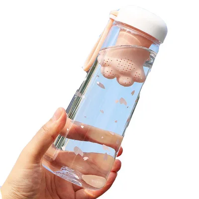 

Free Shipping 550 ML plastic cute Kawaii bpa free water bottle with Bear claw infuser for girls kid