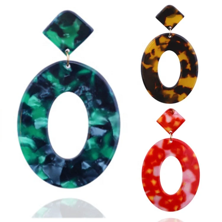 

Amazon Hot Selling Women Hoop Earrings Personality Multicolored Resin And Acrylic Earrings