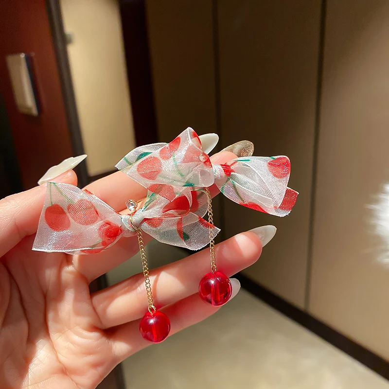 

fashion jewelry trendy red zircon bow earing