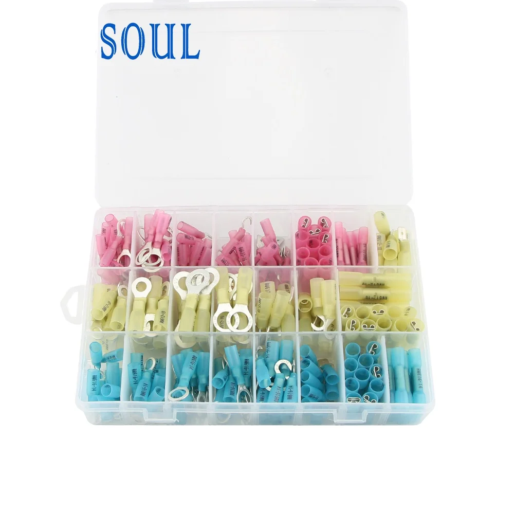 Seilsoul Retail Or Wholesale 250pcs Automotive Heat Shrink Splice Waterproof Electrical Wire Terminal Connector Kit