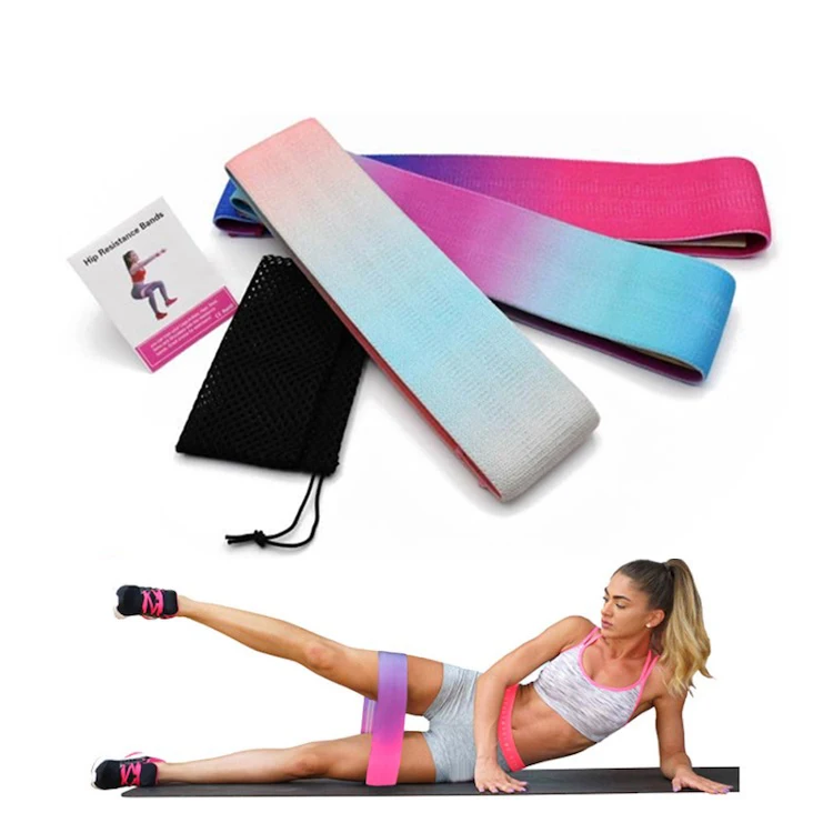 

New Ombre Rainbow Hip Resistance Bands Set, Non-Slip Gradient Pastel Color Fabric Fitness Bands for Squat Glute Legs Training, 3 colors for choose