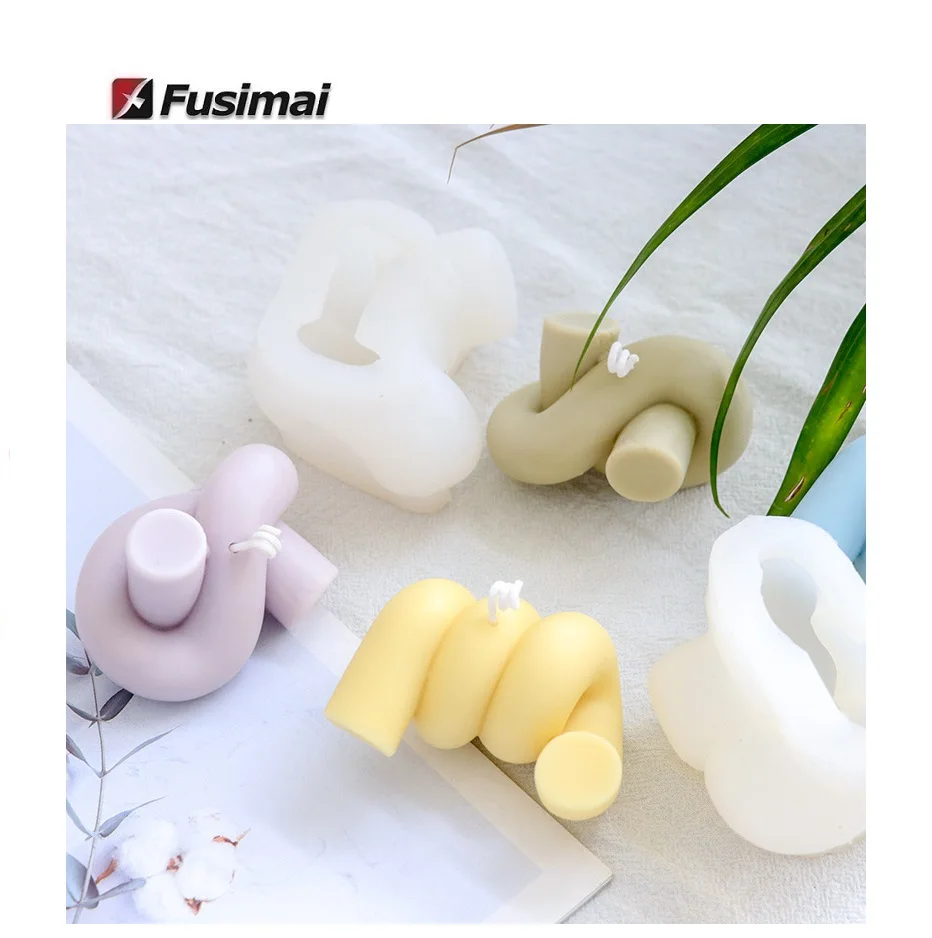 

Fusimai Diy Braided Twist Small Group Scented Silicone Baking Chocolate Mousse Biscuit Ice Cube Rope Knot Candle Molds