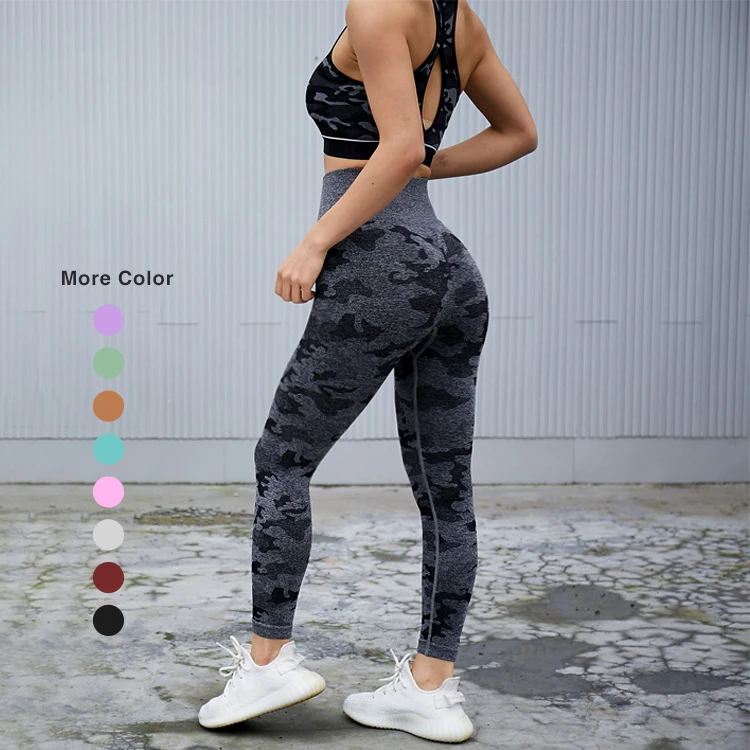 

Custom logo scrunch butt camo leggings high waisted workout butt lift seamless leggings, Picture