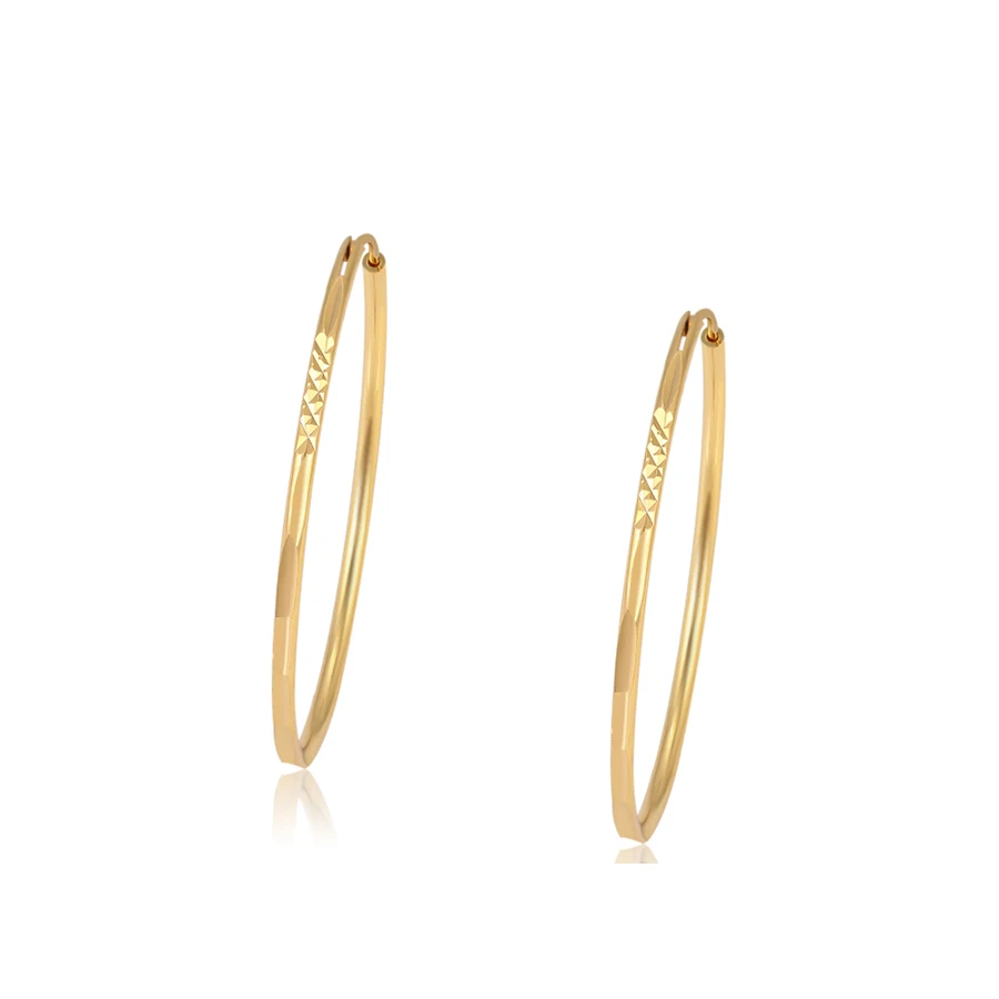

99447 Xuping women fashion custom jewelry simple style dubai gold color big hoop earrings, 24k gold color