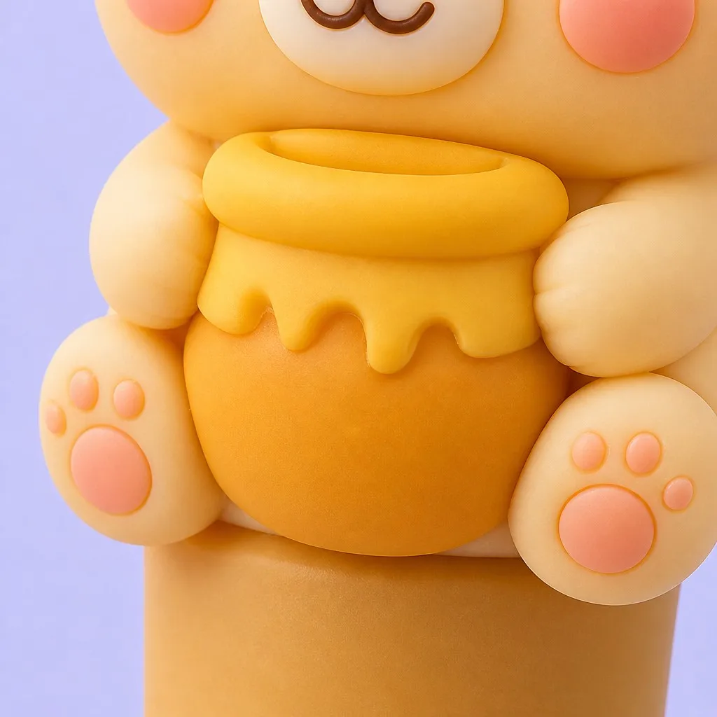 Macro view of honey pot and embossed paw pads