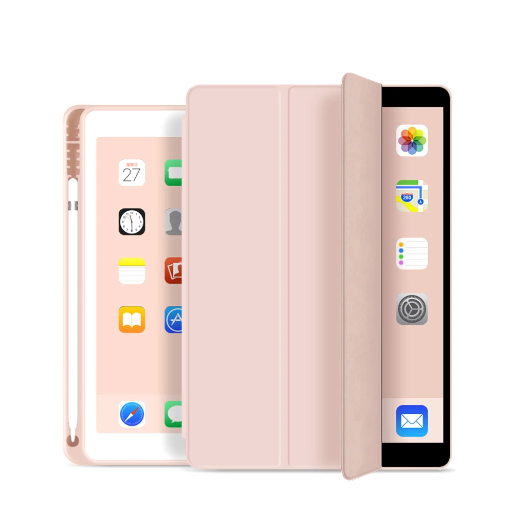 

For ipad Air 10.5 2019 Case with Pencil Holder, Soft TPU Back and Stand Cover with Auto Sleep/Wake