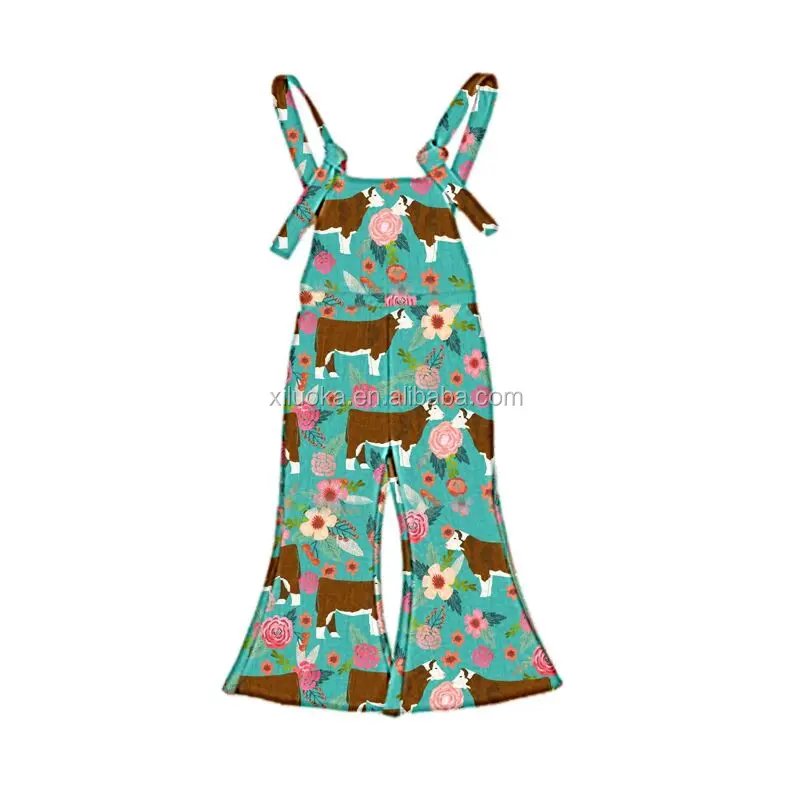 

Floral Toddler Kids Baby Girls Long Pants Romper Overalls Floral Cow Outfits Clothes, Picture