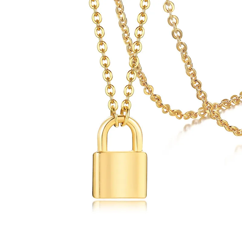 

New Punk Tiny Lock Choker Necklace Stainless Steel Padlock Pendant Gold And Silver Color Charm Necklace Small Daily Jewelry