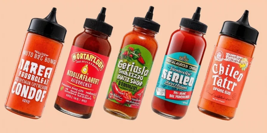 Traditional Chilean sauces on a rustic wooden table