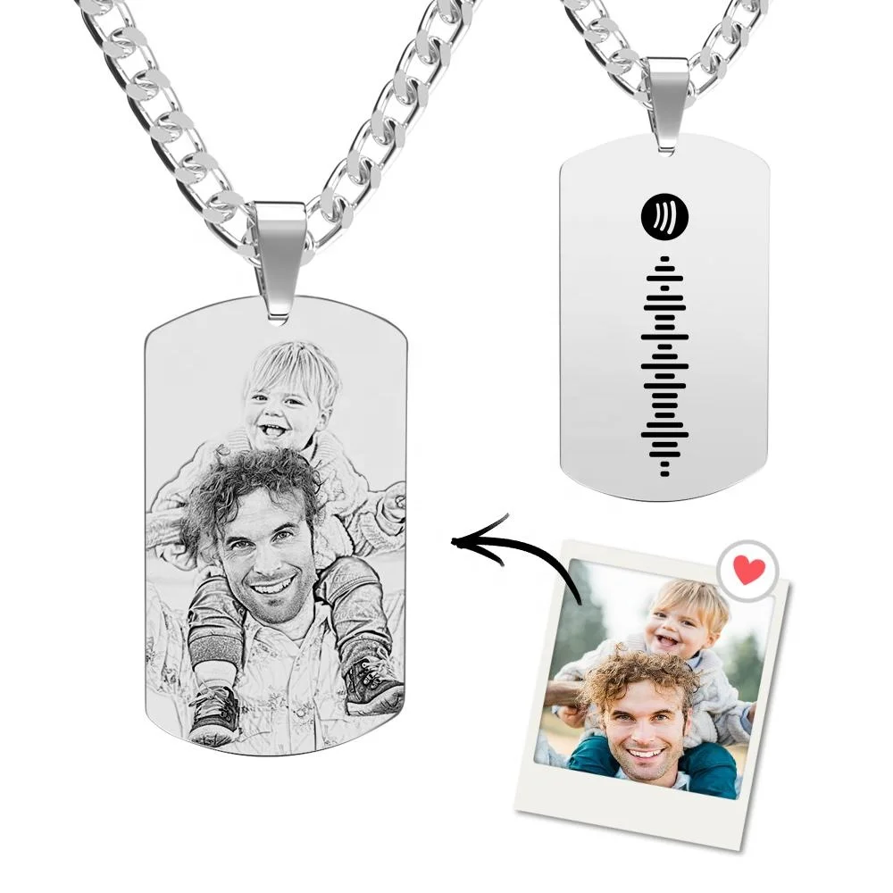 

Spotify Code Stainless Steel Engraved Sublamation Photo Pendant Necklace