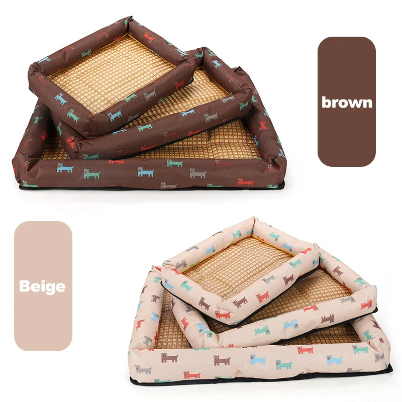 

2021 new pet nest pet ice pad cooling in summer factory direct sales of woven printed mat, Beige, brown