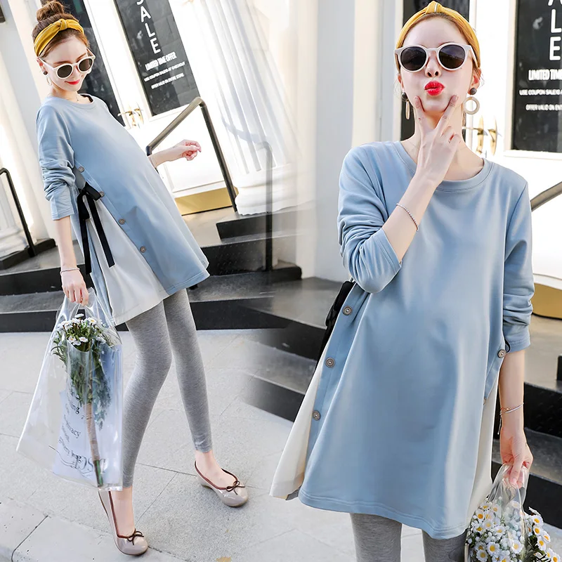 

Women long sleeve T shirt plus size Maternity dress Fall maternity wear