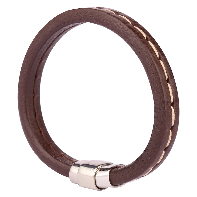 

Brown Leather Brazalete Luxury Antique Magnetic Accessories Buckle Cuff Wrap Bracelet For Gift