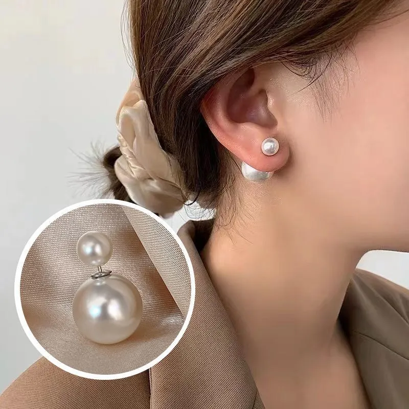 

S925 Silver Needle Wholesale Double-sided Pearl Earrings with Multiple Wearing Small Fragrant Wind Earings Jewelry Women