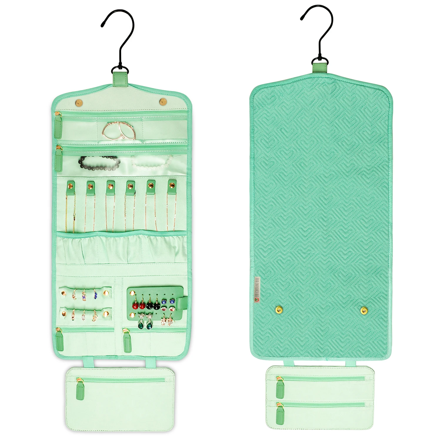 Portable Travel Jewelry Organizer Roll Foldable Jewelry Storage Case