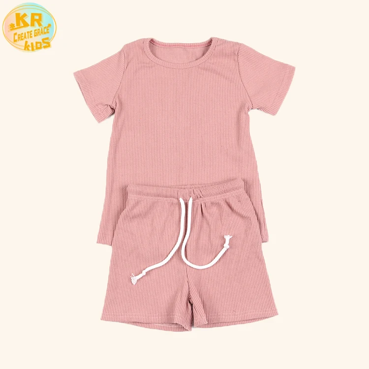 

Wholesale Pit Bar Children 2 Piece Summer 2021 Outfit Short Sleeve Boutique Clothing For Kids, Customized color