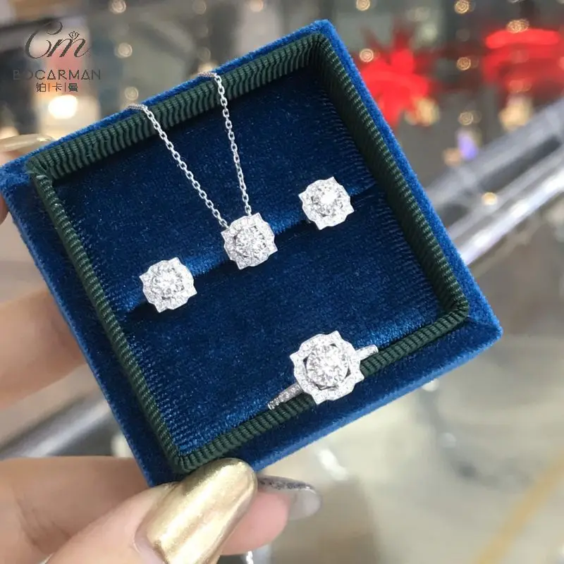 

S925 Sterling Silver 0.5ct 1ct 2ct Moissanite Earrings necklace bracelet Jewelry Jewelry Set Wedding Jewelry Set For Women