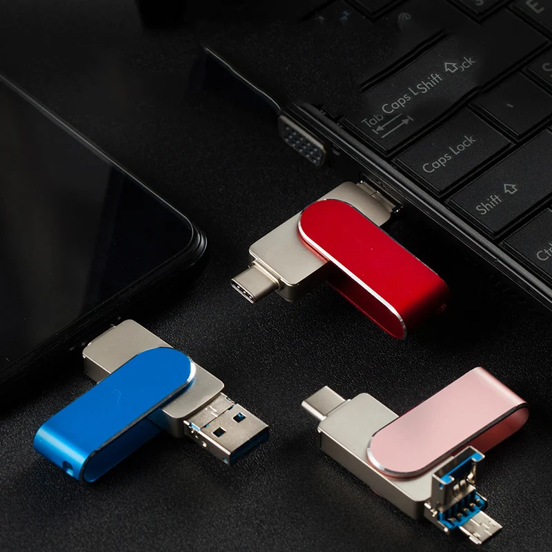 

High Quality 3 in 1 Otg Usb Flash Drives Type C 3.0 High Speed Usb Memory 8GB 16GB 32GB 64GB 128GB With Custom Logo