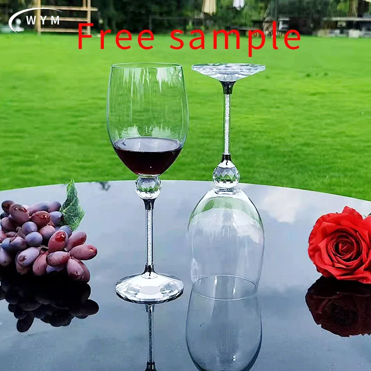 

Red wine glass factory wholesale customizable cocktail glass champagne glass crystal diamond goblet