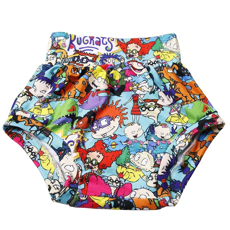 

Wholesale Hot Selling Cartoon Print Character Summer Newborn Kids Milk Silk High Waist Shorts Baby Girls Bummies