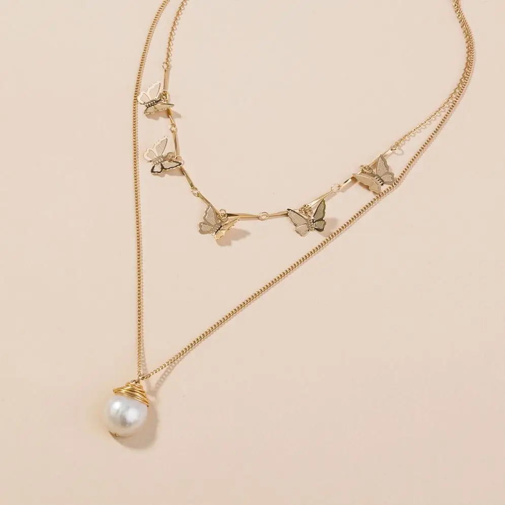 

Low Price Chakra Charm Necklace Double Heart Pendant, Gold