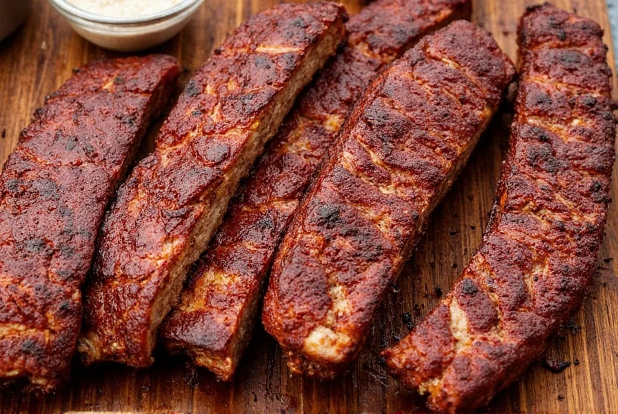 Memphis dry rub ribs cooking on a grill