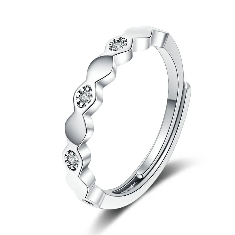 

Fashion Girl's Jewelry Simple Open Female Zircon CZ Lady Bling Wedding Engagement Gemstone Ring Wholesale