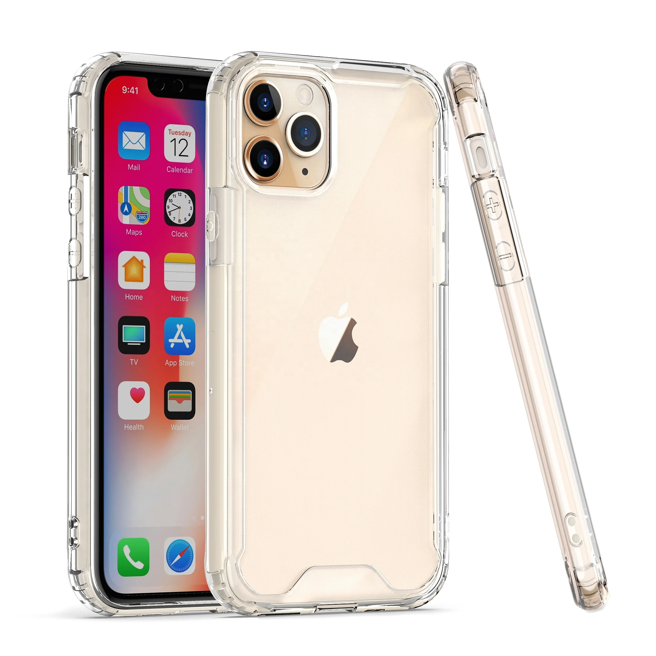 

Stylish Air Cushion Shockproof TPU Hybrid Acrylic Hard Cover Transparent Phone Case for Iphone 11/ 11 pro /11 pro max 13/pro max, 4 colors, can be customized
