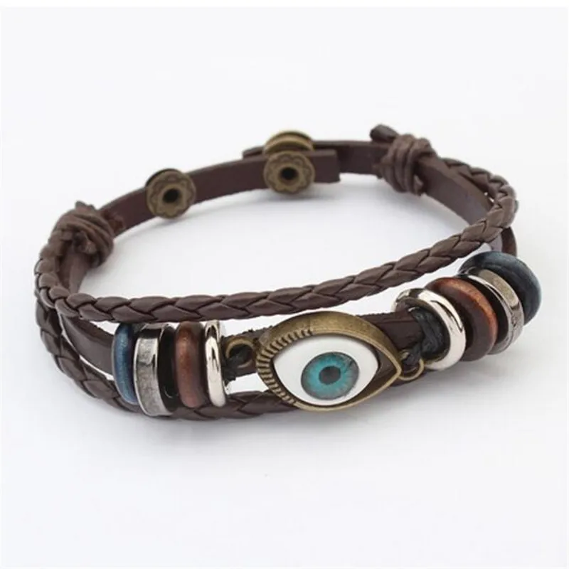

Eye Leather Wristband Bracelet