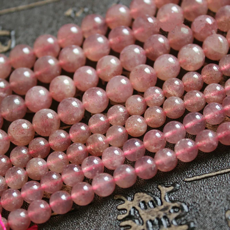 

Round Shape 6/8/10mm Strawberry Quartz Loose Stone Beads for Jewelry Making DIY