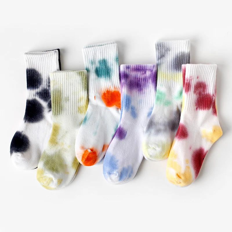 

New design cute family socks colorful cute tie dyed cotton kids fancy socks