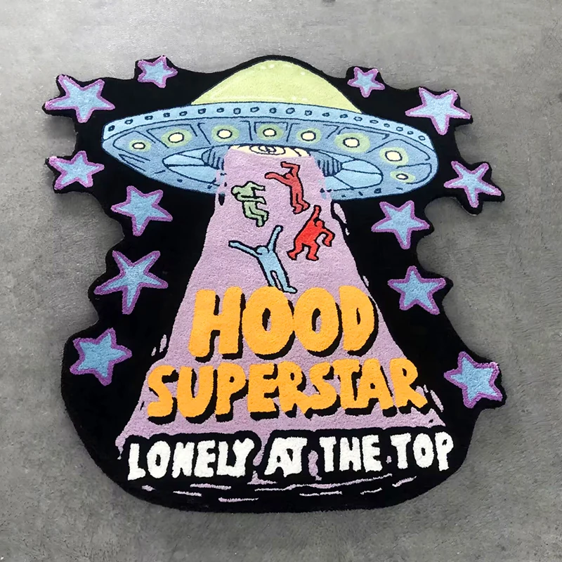 Fun Wool Acrylic Letter Carpet Kids Bed Side Room Velour Design Anime Cartoon Carpet Mat Hip Hop Custom Area Rugs
