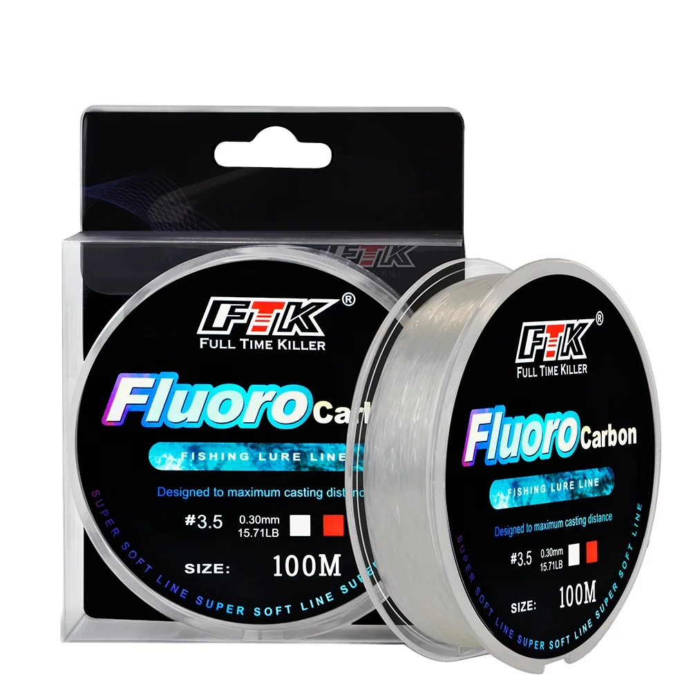 

100m Fishing Fluorocarbon Line 0.14mm-0.5mm 4.14LB-34.32LB Fluorocarbon Surface Coating Treatment fluorocarbon fishing line, Transparent