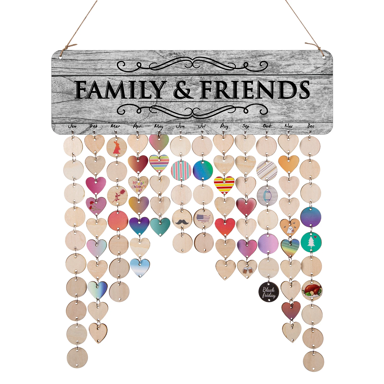 

Wooden Family Birthday Tracker Calendar Wall Hanging Handmade Birthday Christmas Ideas home decor For Family/Classroom/Office