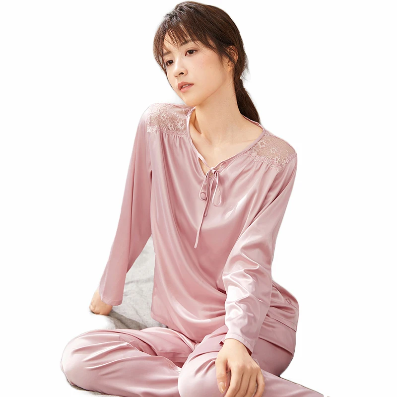 

High Quality 2021 Home Wear Long Sleeve Knit 2 Piece Women Comfortable Casual Pajama Set