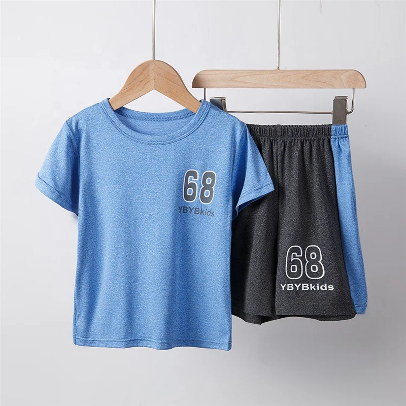 

Wholesale Kids Casual Sportswear Tshirt Set In Summer Quick Dry Childrens Clothing Boy Fitness Running Wear Fit Dry Football Set, Custom color