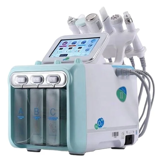 

6 handles Portable hydro facial H2O2 microdermabrasion peel dead skin facial cleaning machine, White