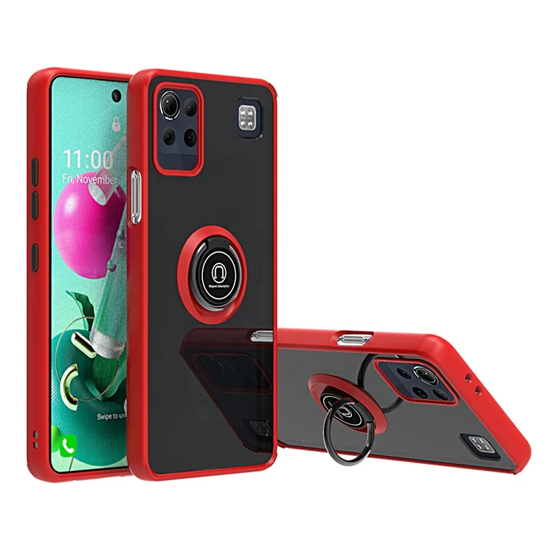 

Clear Ring Holder Kickstand Transparent Shockproof Mobile Phone Case for LG K92, Multi-color