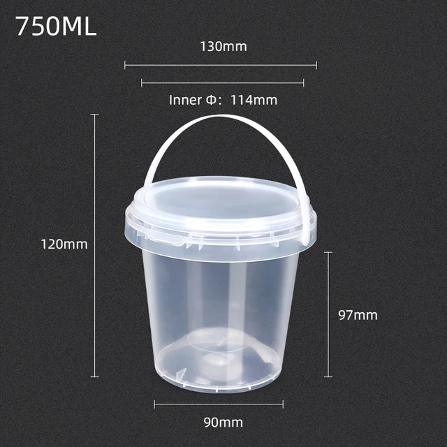 

Manufacturing Plant 750ml Transparent Plastic Bucket Popcorn Cookie Salad Ice Cream Container ECO friendly