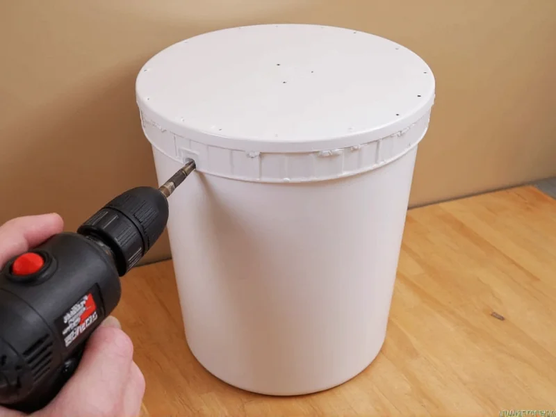 Drilling holes in DIY dehumidifier container