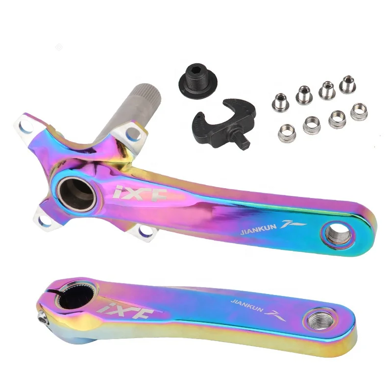 

Bike Crankset 170mm 104 BCD with Chainring Bolts Mountain Bicycle Crank Arm Set for MTB BMX, Multicolor
