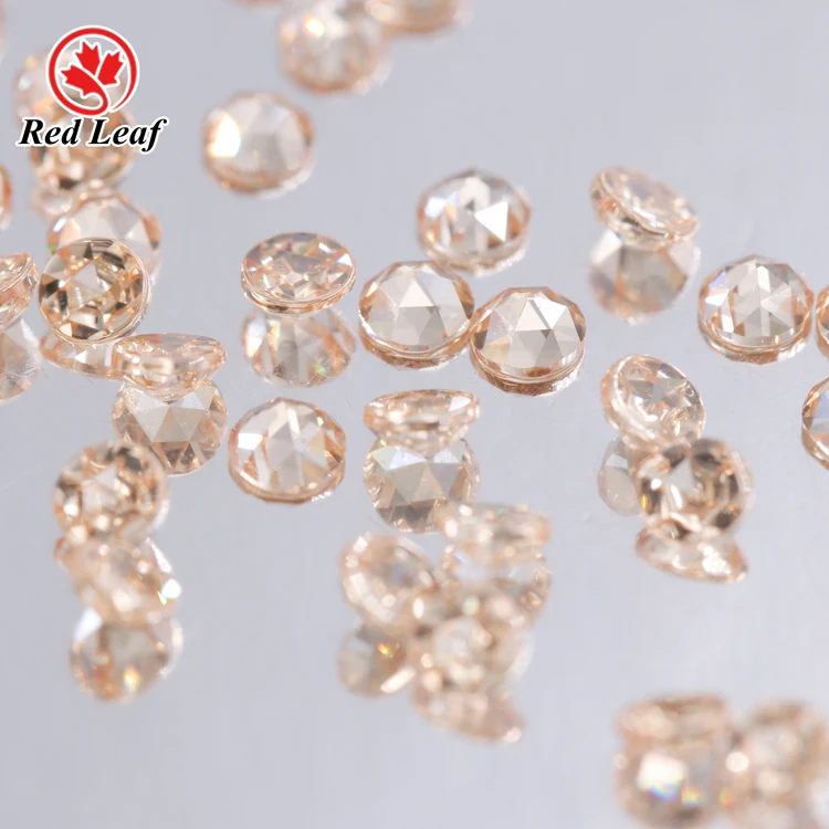 

Redleaf gems rose cut CZ with flat bottom champagne color round shape wholesale cubic zirconia