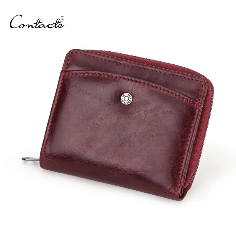 

Drop ship free sample New design Contacts ladies red rfid blocing outside coin pocket purse in wholesale price