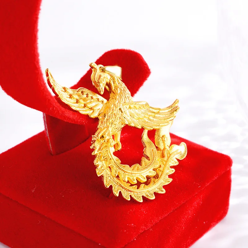 

Simple Gold 14K Pendant for Women's Party Birhtday Gift 3D Phoenix Necklace Pendant Jewelry Temperament Wedding Anniversary Gift