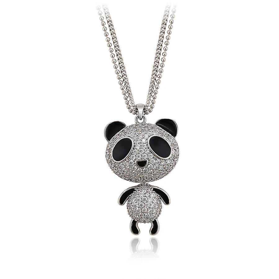 

00697 Xuping fashion bear hollow heart animal shape rhodium color plated lovely gifts pendant necklace